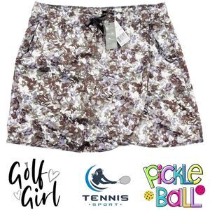 North River LAVENDER Print Stretch Woven Skort with Cellphone Pocket